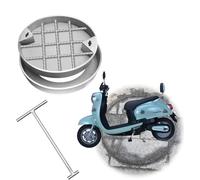 Heavy Duty Stainless Steel Manhole Cover with Lifting Keys - Embedded Metal Inspection Lid for Driveway, Yard, Lawn, Garden, and Roads