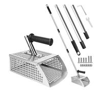 Heavy Duty Stainless Steel Metal Detecting Sand Shovel with Long Handle for Beach Underwater Fast Sifting Digging Tool (Silver, 25cm)