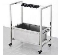 Heavy Duty Stainless Steel Mop & Broom Holder Mobile Garden Tool Storage Rack with Hooks Utility Cleaning Cart for Home & Garage Tool Management Solution