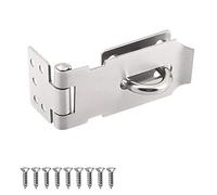 Heavy Duty Stainless Steel Padlock Hasp and Staple Security - 4 Inch Hinge Latch for Shed, Door, Cupboard, Cabinet - Silver Gate Lock for Internal External Use