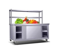 Heavy Duty Stainless Steel Prep Table Cabinet with Sliding DoorsCommercial Kitchen Work Table for Restaurant Home & HotelLarge Storage Space Durable and Easy to Clean