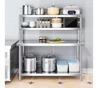 Heavy Duty Stainless Steel Prep Table with Shelf & Storage Cabinet, Multifunctional Commercial Work Table for Restaurant, Home, Hotel - 100x60cm (39.4x23.6in)