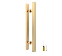 Heavy Duty Stainless Steel Push Pull Modern Door Handle,Double Side Sliding Modern Barn Door Handle,Push Pull Shower Glass Kitchen Door Pulls，6 Sizes (Color:Gold,Size:90cmx120cm)
