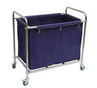 Heavy-Duty Stainless Steel Rolling Laundry Cart with Wheels 11.5 Bushel ty Removable Bags - Ideal for Home Hotel Restaurant Hospital Commercial Use