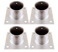Heavy Duty Stainless Steel Round Post Anchor Base - 4 Pcs Brackets with Screws & Concrete Kit for Deck Railing & Mailbox - 125mm (4.9in) Post Base Cover