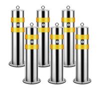 Heavy Duty Stainless Steel Safety Bollard, Removable Parking Barrier Post with Lock & Reflective Strips, Crash Column for Traffic Control(Yellow-6PCS,133mm/5.2in)