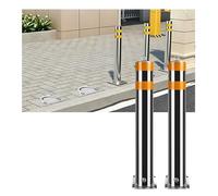 Heavy Duty Stainless Steel Safety Bollards 2 Pack Removable Parking Barrier Post with Lock & Reflective Strips for Traffic Control Driveway Residential Entrance(23.6x4.5in)