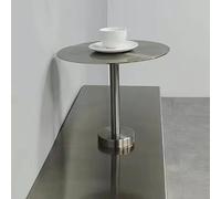 Heavy Duty Stainless Steel Side Table - Round End Table for Window Sill, Minimalist Accent Table for Balcony, Bathroom, Hallway