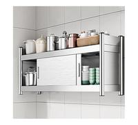 Heavy Duty Stainless Steel Wall-Mount Kitchen Cabinet Shelf with Sliding Doors - Durable Space-Saving Storage Solution for Restaurants Hotels & Commercial Kitchens