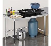Heavy-Duty Stainless Steel Work Table - 1-Tier Kitchen Prep Bench with 7cm Thick CountertopUtility Station for Garage Workshop Laundry & Catering Needs
