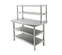 Heavy Duty Stainless Steel Work Table, 250KG Capacity Commercial Kitchen Table with Adjustable Shelf, 90x60x80cm Stainless Steel Catering Worktop for Garage & Food Prep