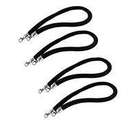 Heavy-Duty Stanchion Rope 4-Pack Black Velvet Crowd Control Barrier 2m/6.5ft Divider Tape with Silver Clips for Commercial Use Event Separation and Safety