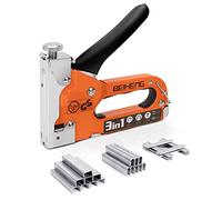 Heavy Duty Staple Gun, BeiHeng 3 in 1 Upholstery Staple Nail Steel Gun with 1200 Staples, Manual Brad Nailer Power Adjustment Stapler Gun for Wood, Crafts, Carpentry, Decoration DIY