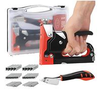 Heavy Duty Staple Gun Set, 3-in-1Manual Nail Gun Kit with 2400 Staples and Stapler Remover, Upholstery Stapler for Fixing Material, Decoration, Carpentry, Furniture, Doors and Window (Orange Black)