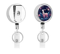 Heavy Duty Starry Night Alpaca Badge Reel with 360° Swivel Alligator Clip & 24" Retractable Nylon Cord Lightweight Name Badge Holder for Nurse Teacher Office Worker Id Card Decor
