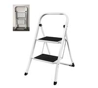 Heavy Duty Steel 2 Step Ladder Portable Compact Folding Metal Stepladder Stool Multi Purpose for Home Garden Warehouse Kitchen Mini Small Stepladder Stable Up to 150kg/330lbs Capacity