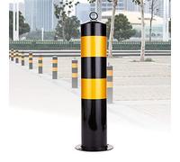 Heavy Duty Steel Bollards for Parking Security, Concrete Base Driveway Posts with Reflective Tape, Durable Metal Barrier for Commercial Garage Traffic Control Safety