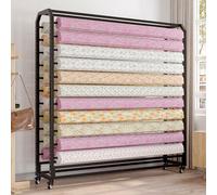 Heavy Duty Steel Commercial Fabric Roll Storage Rack Movable Organiser Holder With Wheels Multi-Use Wallpaper/Tablecloth Rolls Hanging Shelf Window Film Display Rack For Garage Shop(10 rods,175cm)