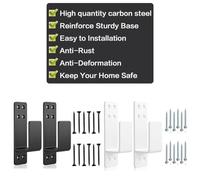 Heavy-Duty Steel Door Barricade Bracket, 2-Pack U-Shaped Drop-Open Security Rod Holder for Interior/Exterior Doors, Compatible with 2x4 Wood