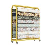 Heavy Duty Steel Fabric Display Rack Cart with Adjustable Hanging Rods & Lockable Wheels, Vinyl Rolls Organizer for Garage, Commercial Car Color Change Film & Window Film Storage (16 Rods, 1