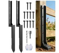 Heavy Duty Steel Fence Post Repair Stake with Serrated Edge 33.5 In-Ground Spike Anchor for Tilted or Broken Wooden Posts,2 Pack