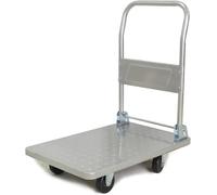 Heavy Duty Steel Flatbed Platform Trolley, 4-Wheel Dolly Cart with Foldable Handle, High Load Capacity for Household Use