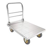 Heavy Duty Steel Flatbed Platform Trolley Cart on Wheels - Foldable and Portable Dolly Truck for Easy Storage - Ideal for Home Office and Warehouse Use