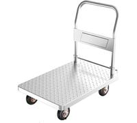 Heavy Duty Steel Flatbed Trolley Cart - Foldable Platform Dolly with 360° Swivel Wheels High Load Capacity Push Cart for Easy Moving & Storage Ideal for Warehouse & Home Use