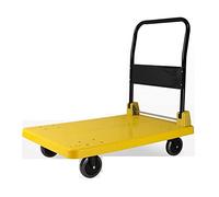 Heavy Duty Steel Flatbed Trolley Cart on Wheels - Folding Platform Dolly for Easy Luggage Tools and Parcel Transport - Sturdy Hand Truck for Moving Large Items