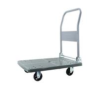 Heavy Duty Steel Folding Platform Cart Push Pull Hand Truck on Wheels Portable Gray Utility Cart for Moving & Transporting Goods Ideal for Home & Warehouse Use