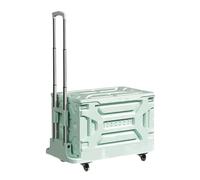 Heavy-Duty Steel Folding Shopping Cart with 4 Wheels, 72kg Load Capacity, Outdoor Travel Utility Trolley - Green, Perfect for Groceries and Adventures