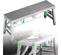 Heavy Duty Steel Folding Work Platform Ladder, Portable Drywall Bench with Non-Slip Feet, Adjustable Scaffolding Stool Tower for Construction & Home Use