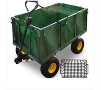 Heavy Duty Steel Garden Trolley On Wheels -Trailer 550kg Capacity, Large Folding Utility Wagon 180° Rotatable Handle, Removable Sides With Cart Liner For Camping, Beach Cart
