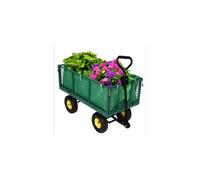 Heavy Duty Steel Garden Trolley On Wheels -Trailer 550lbs Capacity, Large Folding Utility Wagon 180° Rotatable Handle, Removable Sides With Cart Liner For Camping, Beach Cart
