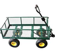 Heavy Duty Steel Mesh Portable Rolling Garden Yard Farm Dump Cart Utility Wagon Beach Trolley 180° Rotating Handle With 4 Pneumatic Wheels