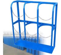 Heavy-Duty Steel Oxygen Tank Holder, Floor Mountable Gas Bottle Fixing Bracket for Secure Workshop & Garage Storage, Fits 1-4 Gas Cylinders, 31x30x100cm