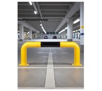 Heavy-Duty Steel Parking Barrier - U-Shaped Anti-Collision Bollard with Reflective Strips for Enhanced Safety in Car Parks, Warehouses & Roads