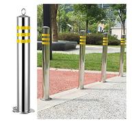 Heavy-Duty Steel Parking Bollards - Durable Traffic Control Posts for Driveways and Outdoor Safety - Security Barriers for Commercial and Residential Use