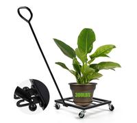 Heavy Duty Steel Plant Trolley with Removable Handle - 360° Rotating Locking Wheels - Supports up to 500 Pounds - Ideal for Moving Large Plants and Pots - Garden Cart Dolly for Indoor/Outdoor Use