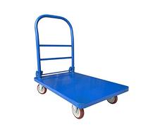 Heavy-Duty Steel Plate Hand Truck - 4-Wheel Flatbed Trolley with Foldable Handle 660lb Capacity Ideal for Warehouse Farm and Loading Tasks - Folding Pallet Cart