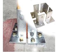 Heavy-Duty Steel Post Base Bracket Silver Split Style Anchor ,Adjustable Bolt Down Concrete for Column Foundations(4 PCS)