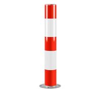 Heavy Duty Steel Safety Bollard, Driveway Barrier Parking Post, Traffic Bollard for Commercial & Private Use,Red-White(114x750mm/4.5x29.5in)