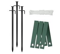 Heavy Duty Steel Tree Stake Kits,Tree Staking and Supports Kits for Young Trees Against Bad Weather, Include 3 PCS Tree Straps for Staking, 3 PCS 11.8 Inch Tree Stakes and 31.2 Feet Rope for Anchoring