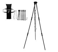 Heavy Duty Steel Tripod with Chain, Collapsible 42" H, 10mm Solid Steel Bars Black Steel Tripod,Adjustable Camping Tripod for Cast Iron Dutch Oven Pot on The Wild Camping