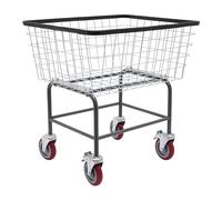 Heavy Duty Steel Wire Laundry Cart with Wheels Rolling Galvanized Basket 4 Casters Industrial Laundry Trolley for Home Hotel Bathroom Commercial Use