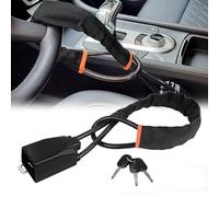 Heavy Duty Steering Wheel Lock - Universal Anti-Theft Device for Cars, Trucks, and SUVs Double Locking with 3 Keys Black/Yellow/Red(Black)