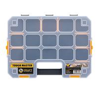 Screw Storage Organiser Large 17" Inch With Transparent Lid Adjustable Compartments Lightweight Stackable Tool Box For Screws Nuts Tools Small Parts TOUGH MASTER (Pack of 1)