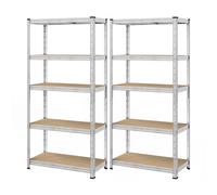 Heavy duty metal storage shelf with adjustable shelves for garage, Set of 2(30 x 75 x 150 cm)