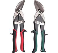 Heavy Duty Straight Cut Aviation Tin Snips Set - Left & Right Hand Metal Shears With Comfort Grips & Safety Latch (2-Piece)