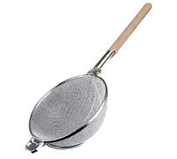Heavy Duty Strainer - Large 14 inch/350(Dia)mm, Stainless Steel & Wood, Double Mesh, Drain Rice & Pasta Easily, C832